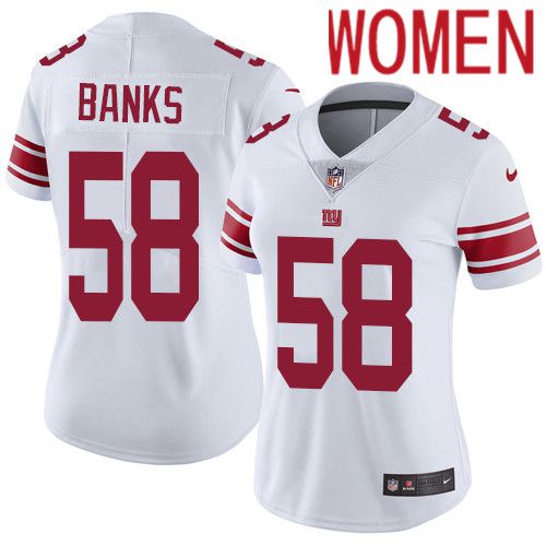Women New York Giants #58 Carl Banks Nike White Vapor Limited NFL Jersey